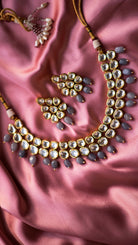 Kundan Necklace with Grey Drops - Timeless Jewels by Shveta