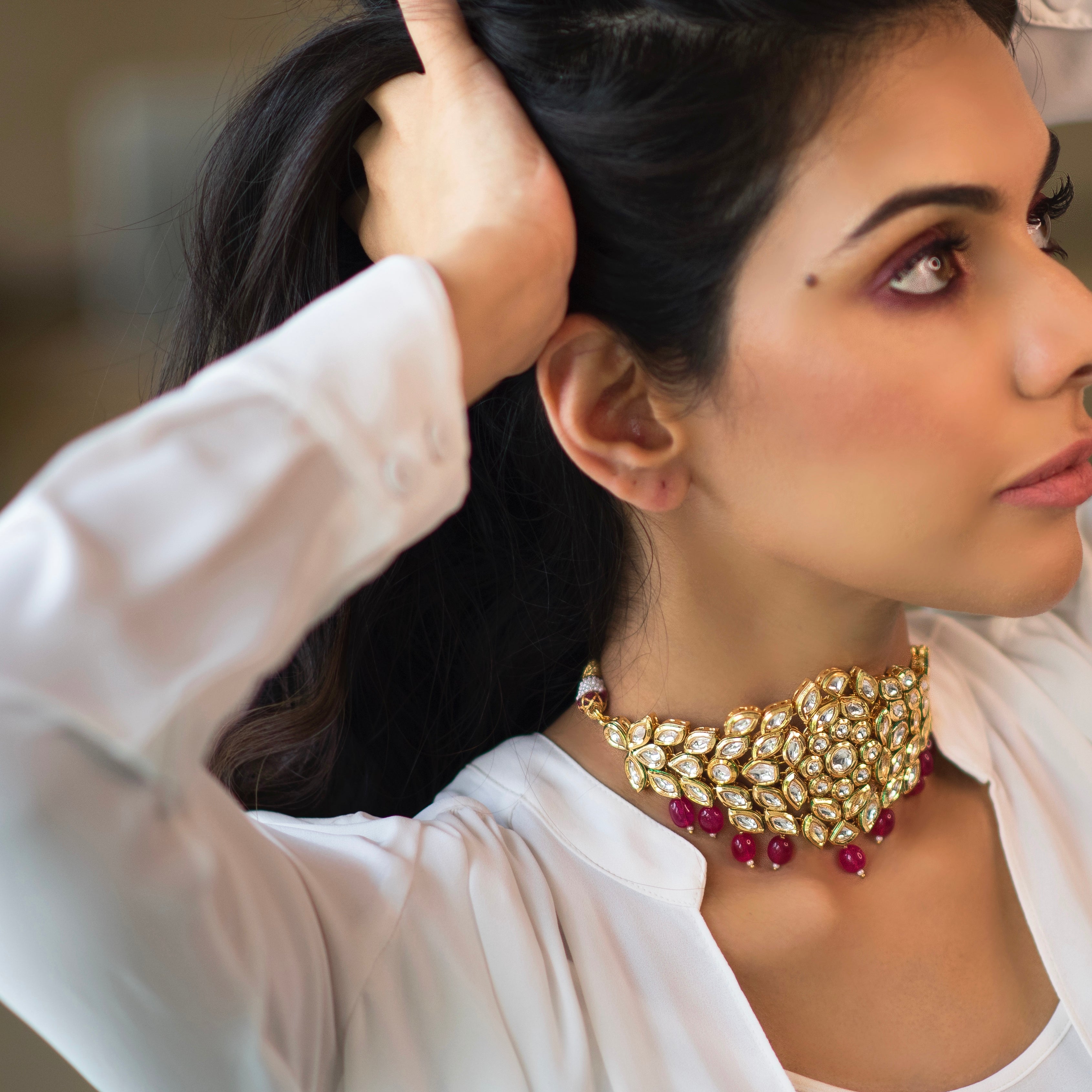Kundan Choker with Ruby Drops - Timeless Jewels by Shveta