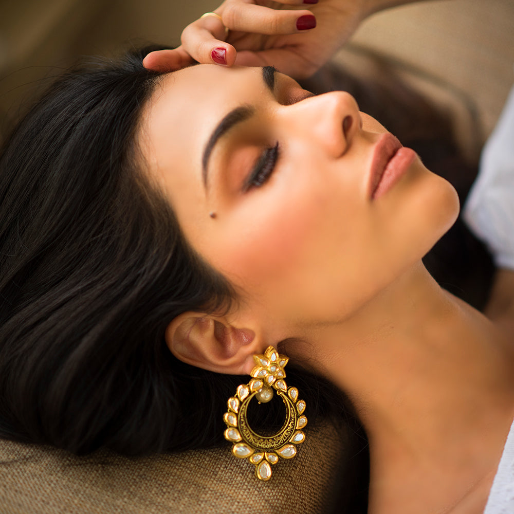 Kundan Drop Earrings - Timeless Jewels by Shveta 