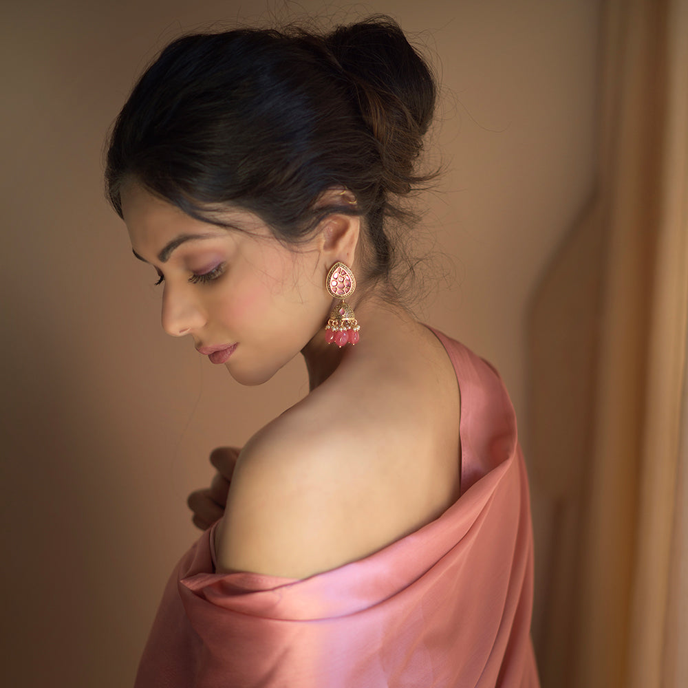 Pink Hibiscus Earrings - Timeless Jewels by Shveta