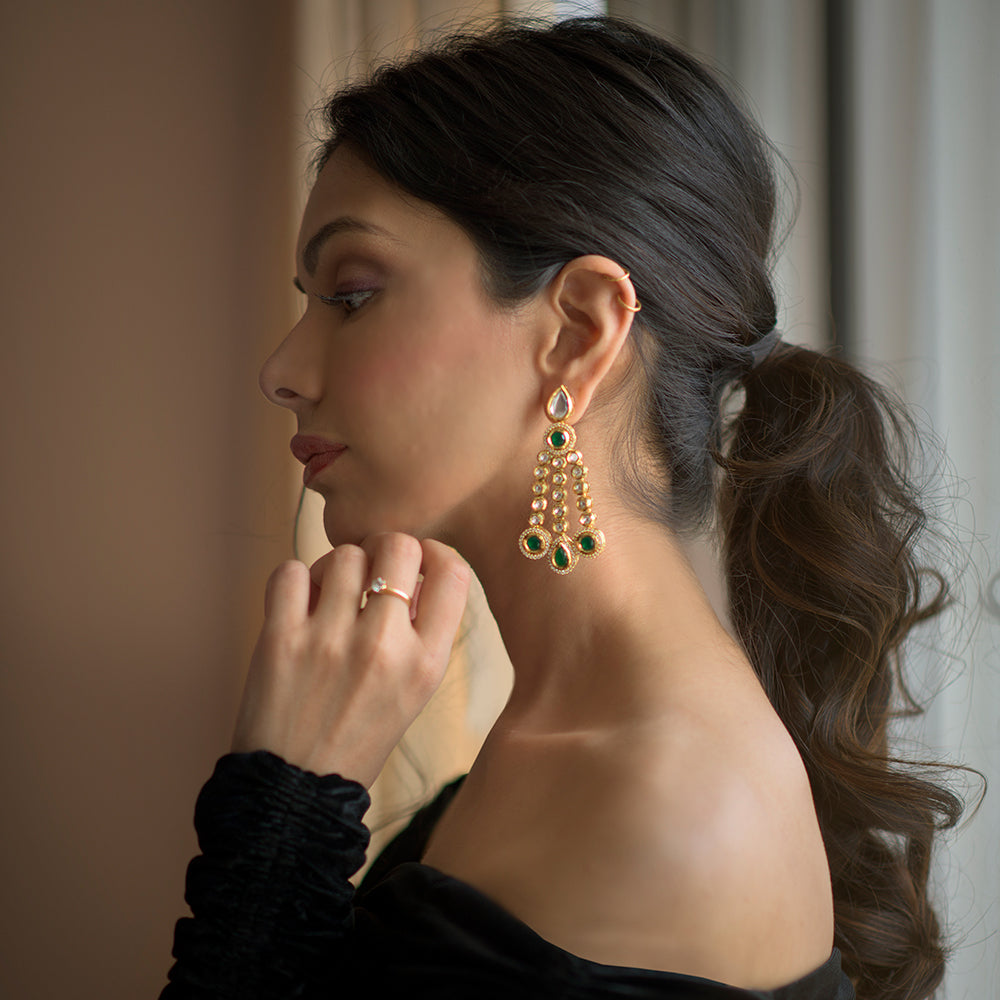 Vine Earrings in Emerald Green - Timeless Jewels by Shveta