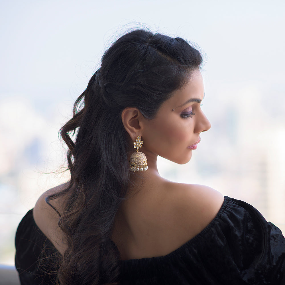 White Gardenia Earrings - Timeless Jewels by Shveta
