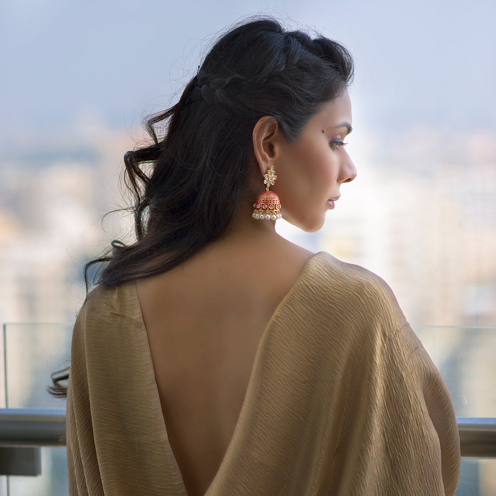 Red Gardenia Earrings - Timeless Jewels by Shveta