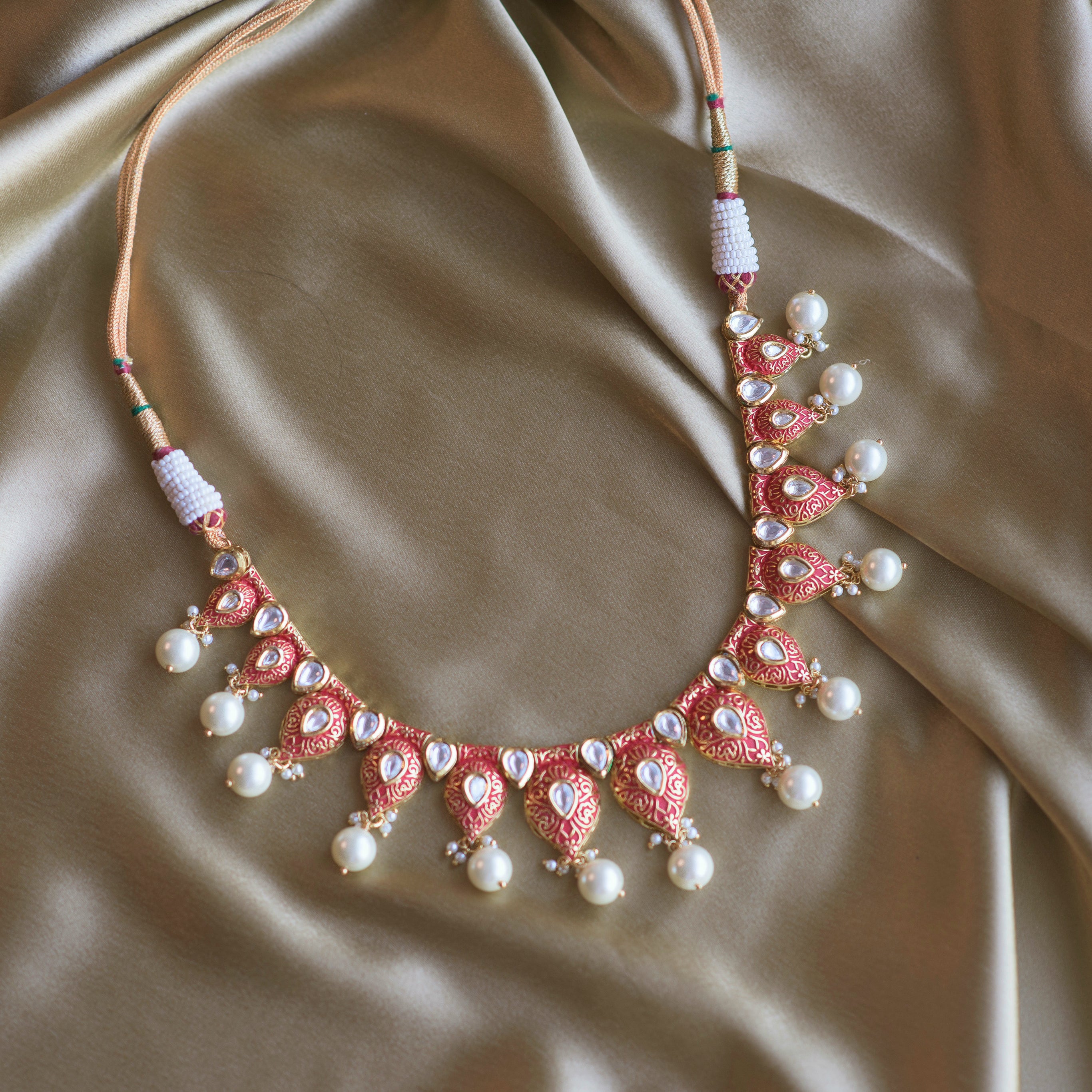 Red Rose Teardrop Necklace - Timeless Jewels by Shveta