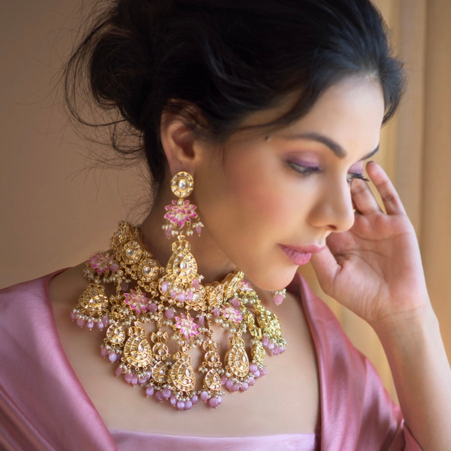 Lotus Statement Choker Set - Timeless Jewels by Shveta