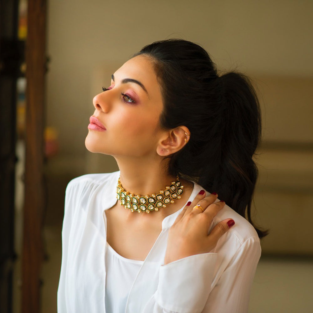 Emerald Green Choker - Timeless Jewels by Shveta 