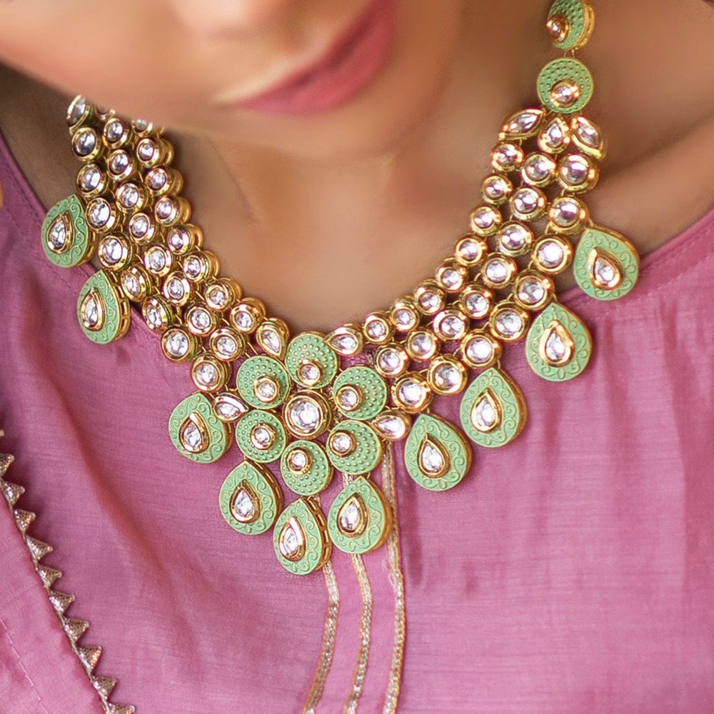 Mint Green Kundan Necklace - Timeless Jewels by Shveta