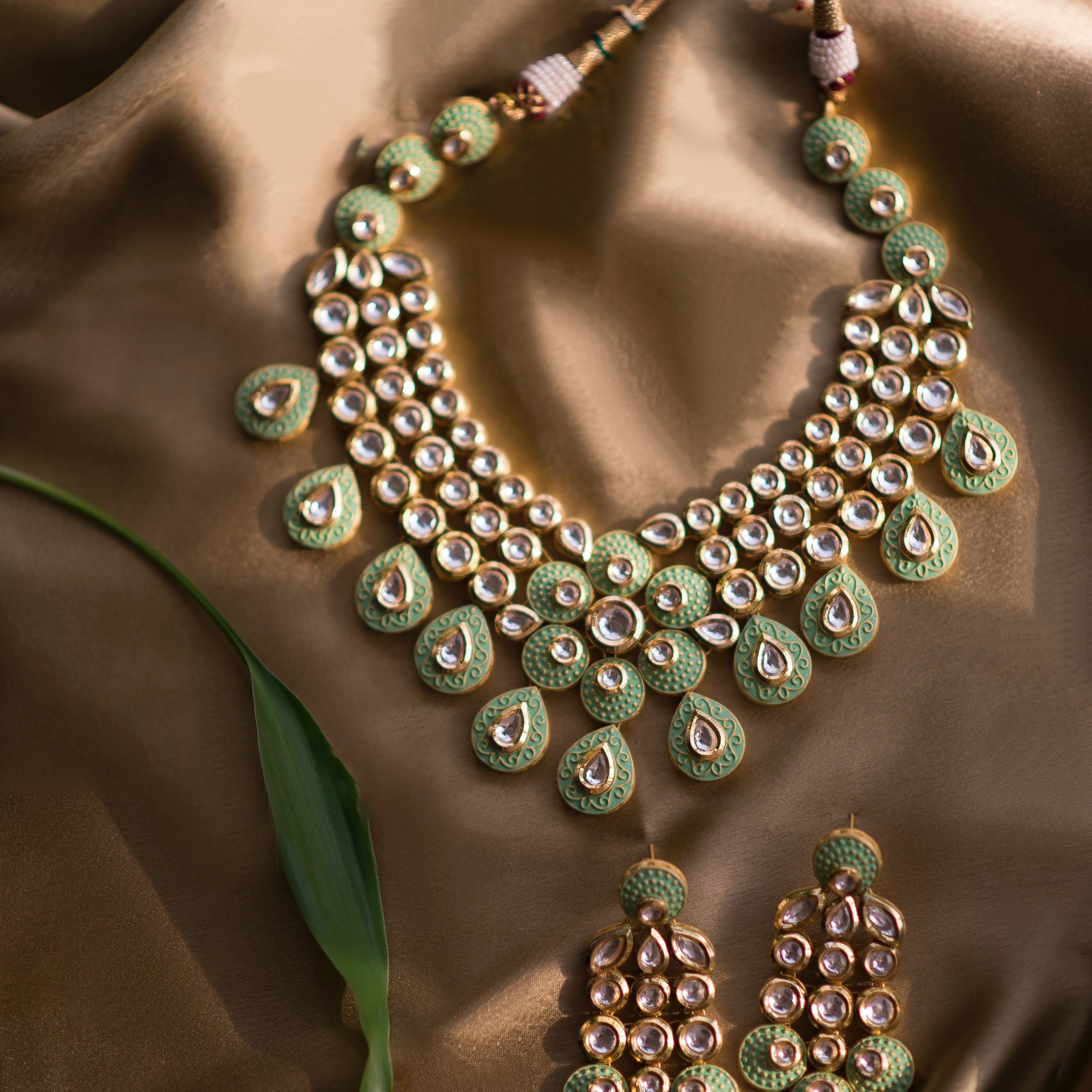 Mint Green Kundan Necklace - Timeless Jewels by Shveta 