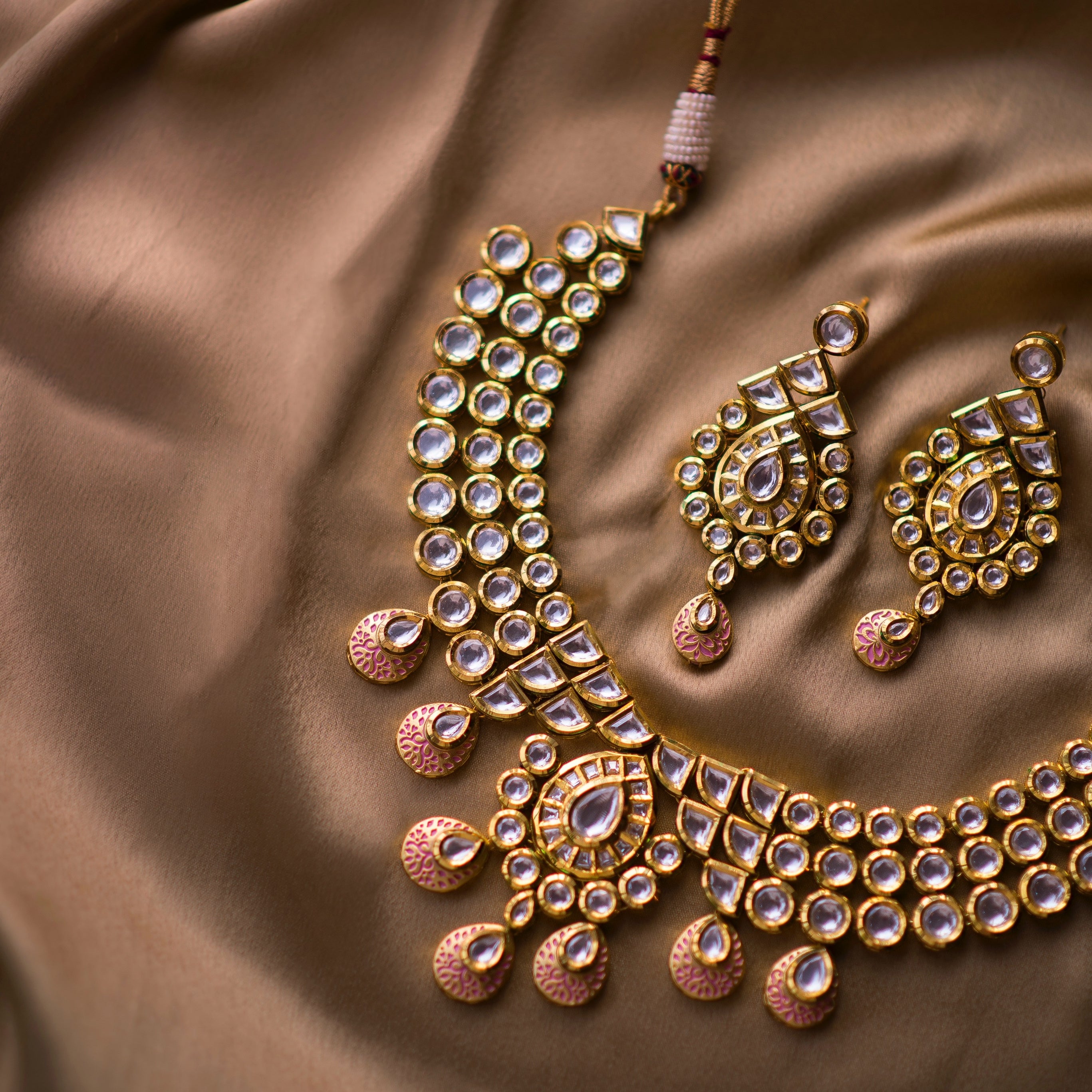 3 Layered Blush Pink Kundan Necklace - Timeless Jewels by Shveta