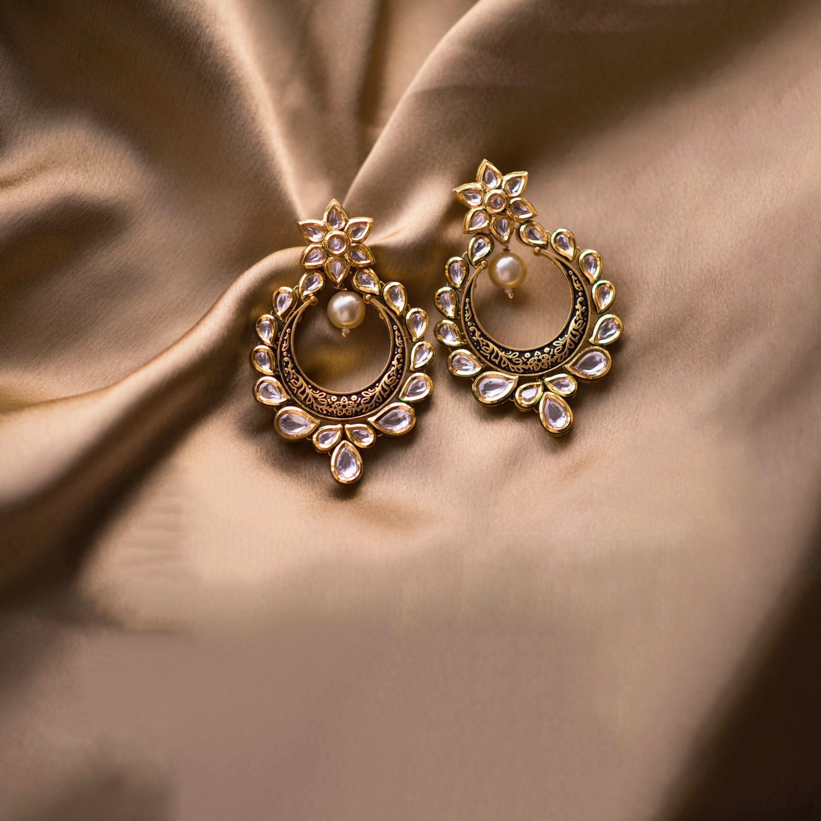 Kundan Drop Earrings - Timeless Jewels by Shveta