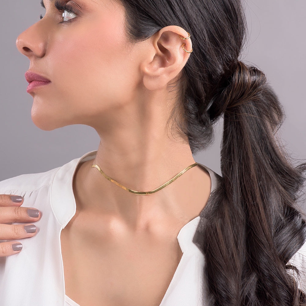 Thin Golden-Hour Herringbone Choker - Timeless Jewels by Shveta 