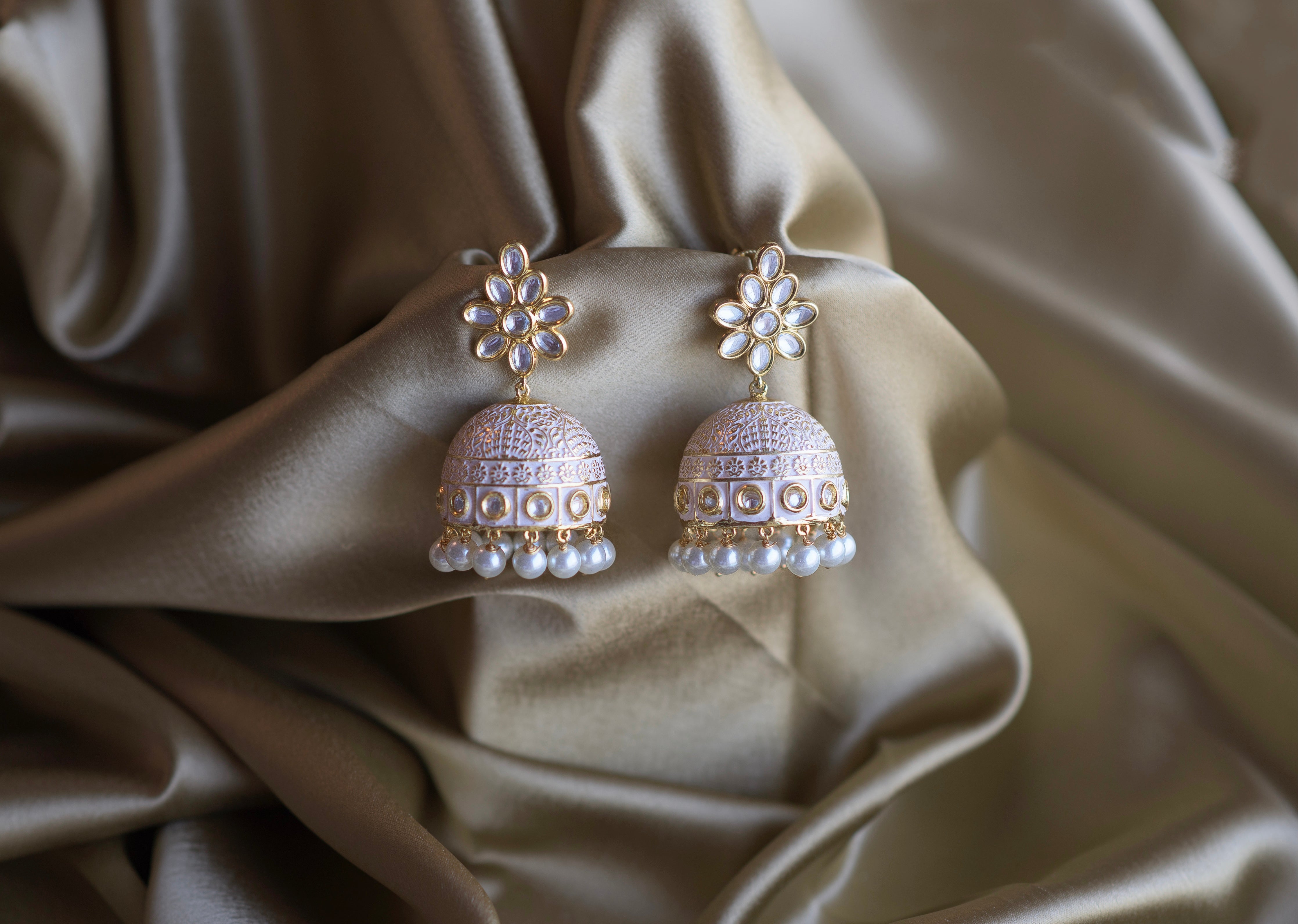 White Gardenia Earrings - Timeless Jewels by Shveta