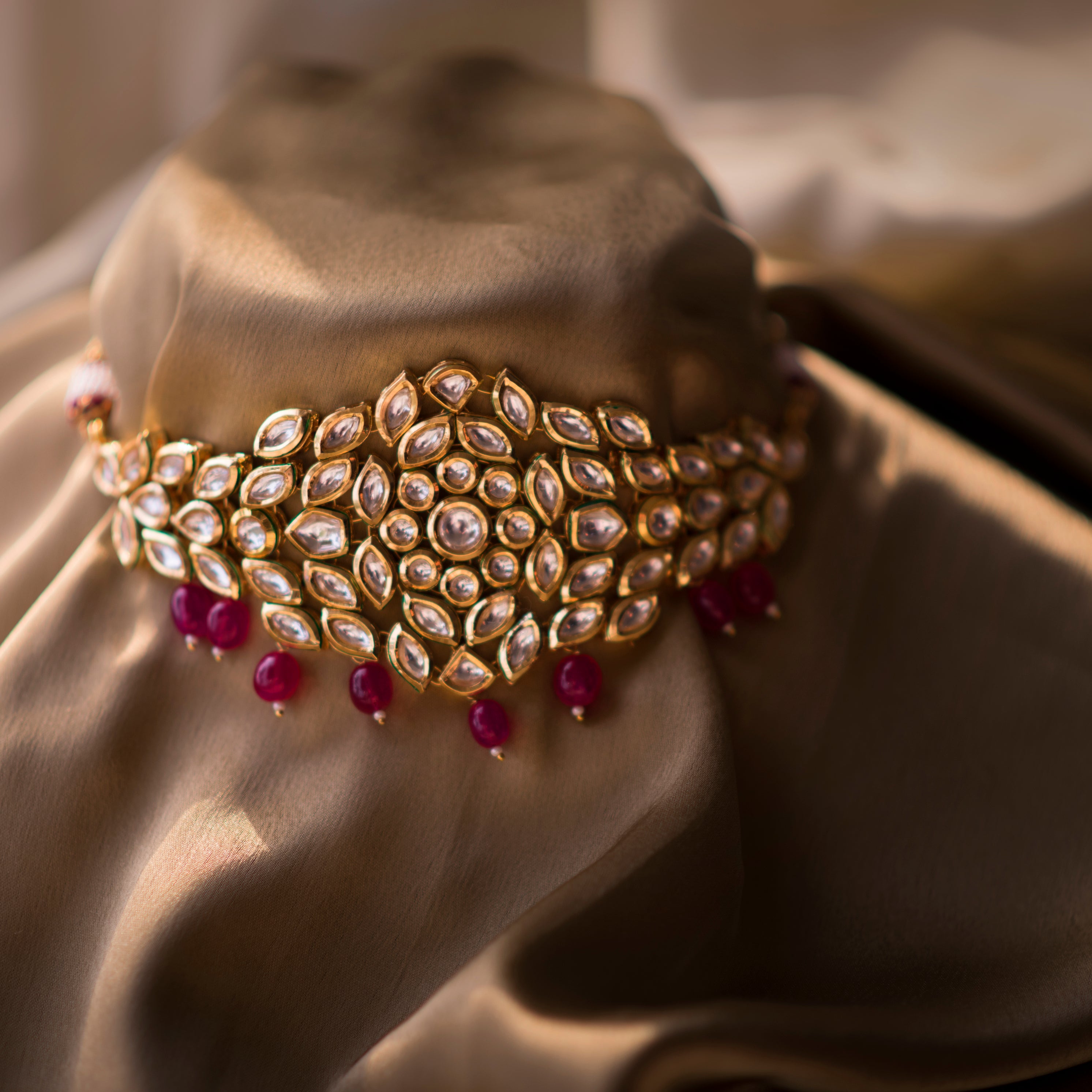 Kundan Choker with Ruby Drops - Timeless Jewels by Shveta 