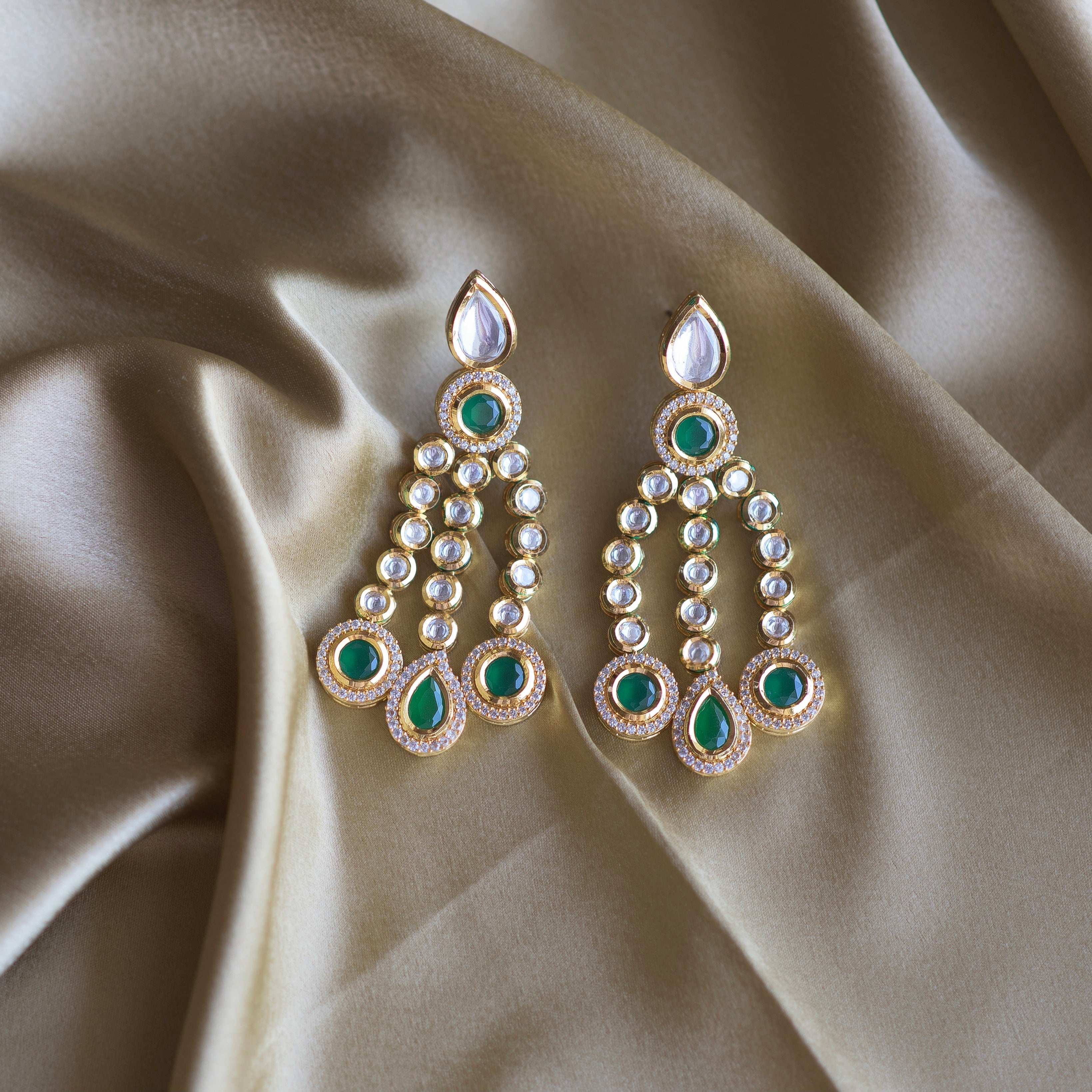 Vine Earrings in Emerald Green - Timeless Jewels by Shveta
