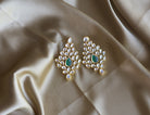 Emerald Green Leaf Drop Earrings - Timeless Jewels by Shveta