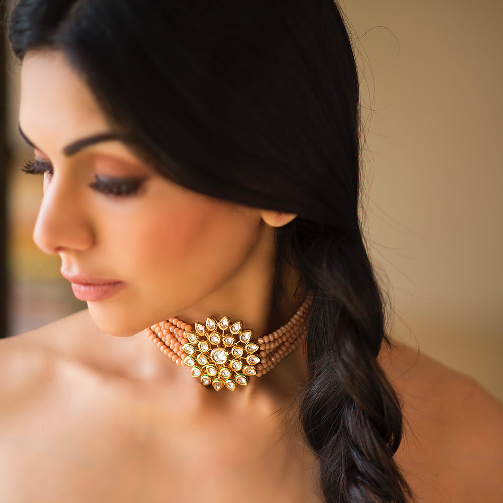Layered Beaded Centre Piece Choker - Timeless Jewels by Shveta