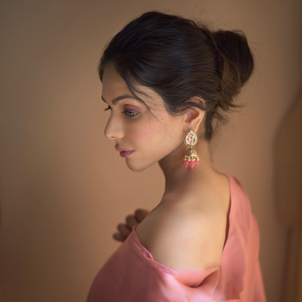 Pink Hibiscus Earrings - Timeless Jewels by Shveta
