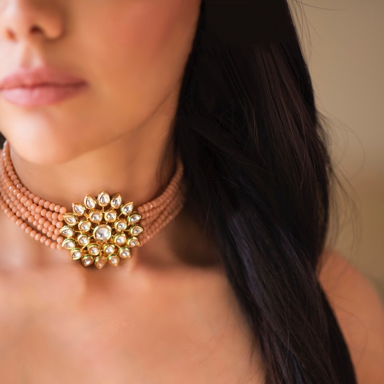 Layered Beaded Centre Piece Choker - Timeless Jewels by Shveta