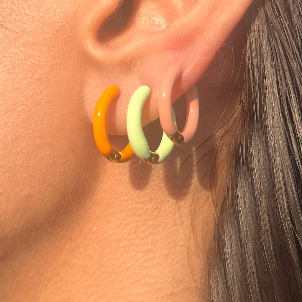 Enamel Huggie Hoop Earrings