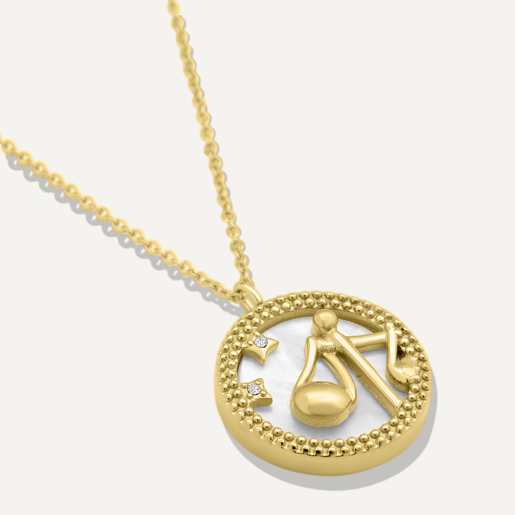 Mother of Pearl 18K Gold Zodiac Necklace