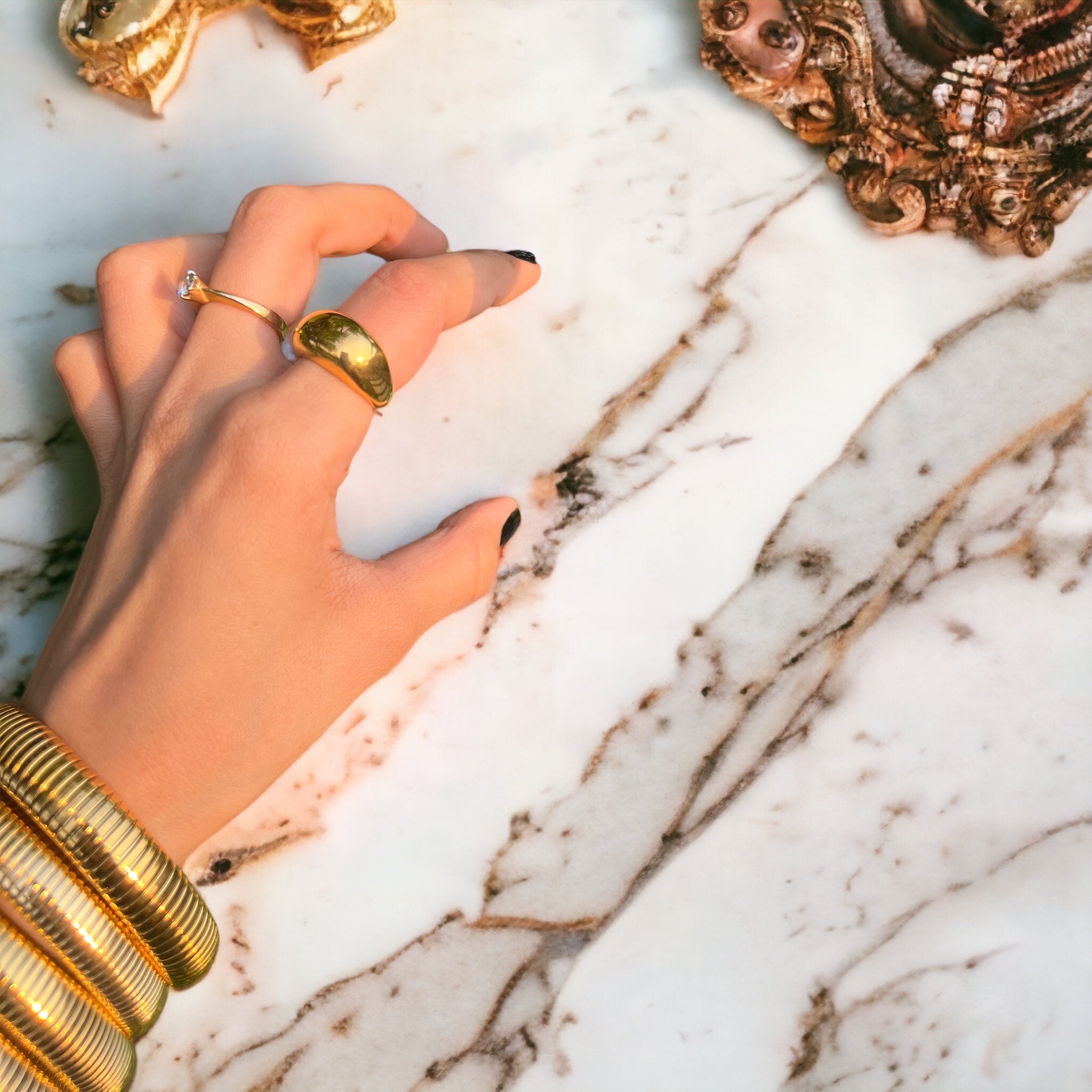 国内即納【SHAPES STUDIO】Timeless Bold Dome Ring Gold Dome Ring – Timeless Jewels by Shveta