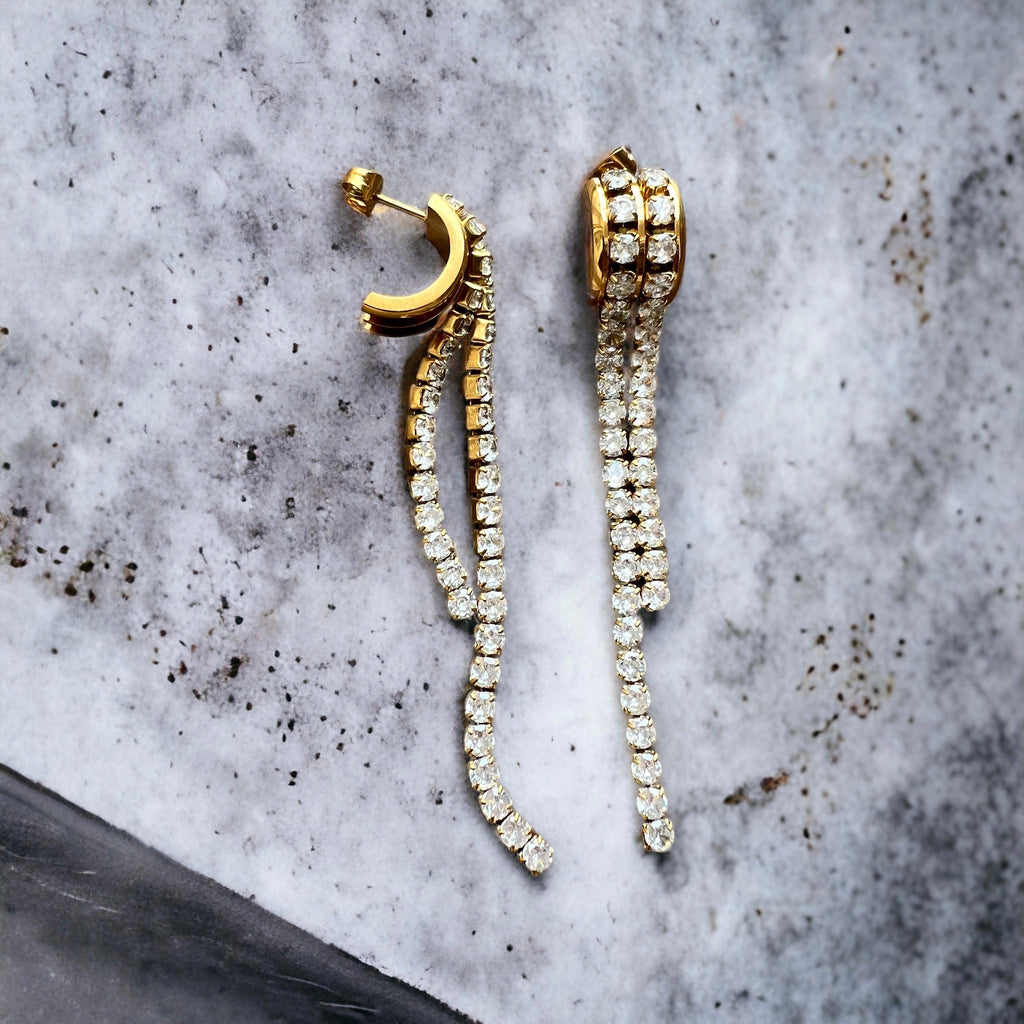 Double Tennis Drop Earrings