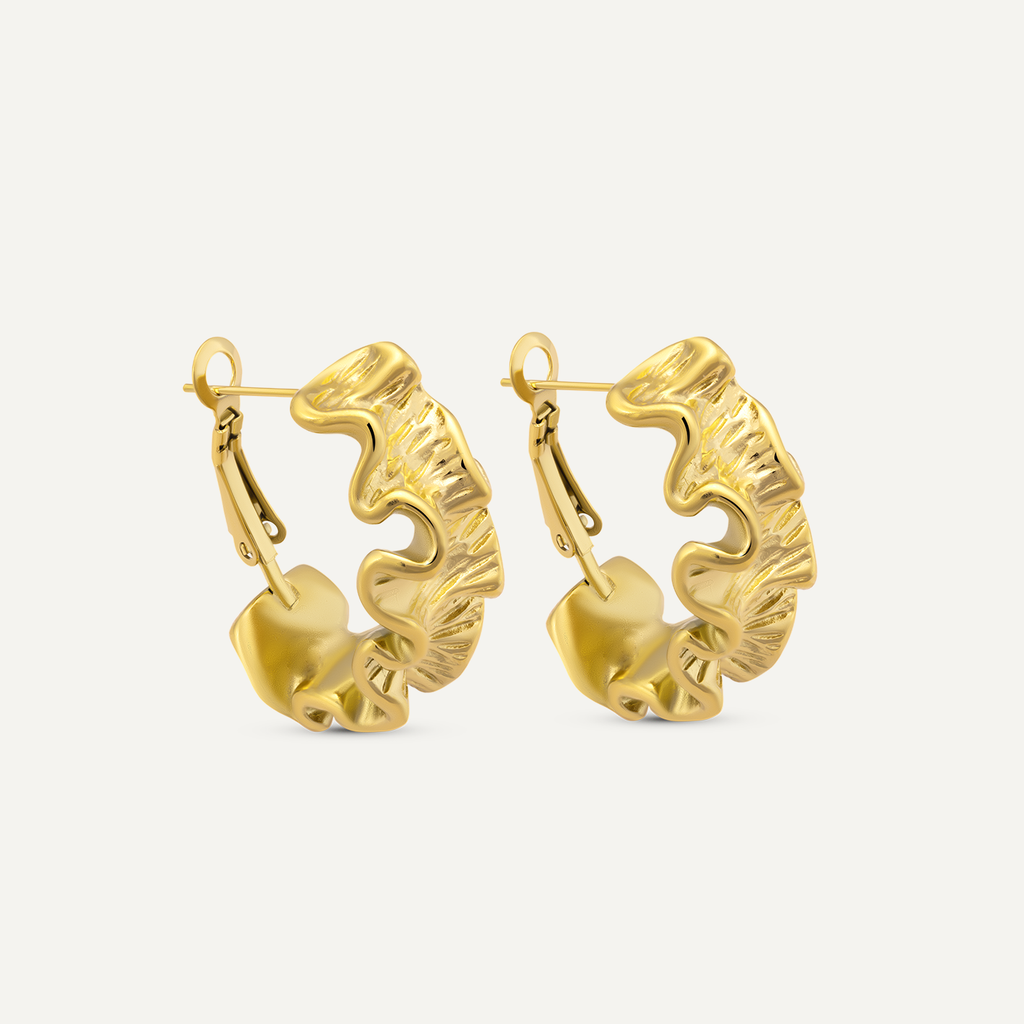 Gold Wave Drop Earrings