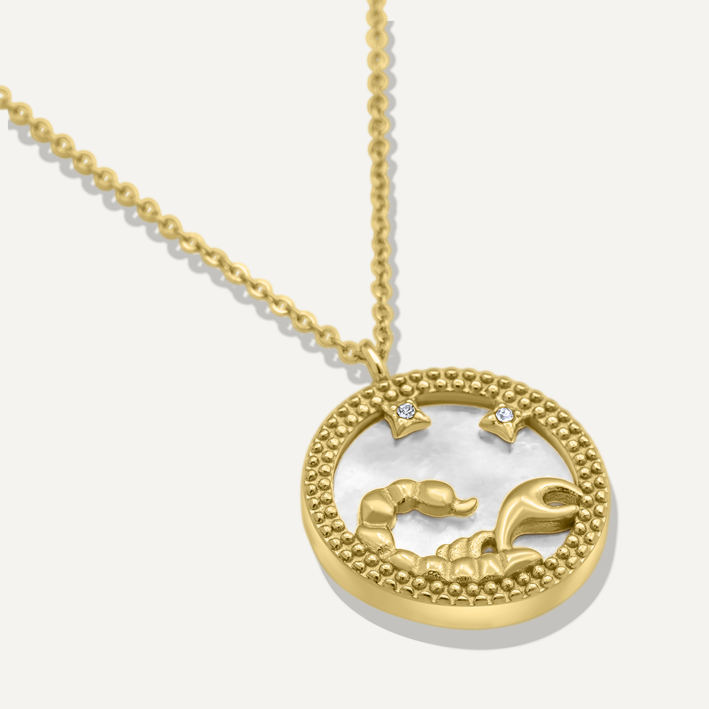 Mother of Pearl 18K Gold Zodiac Necklace
