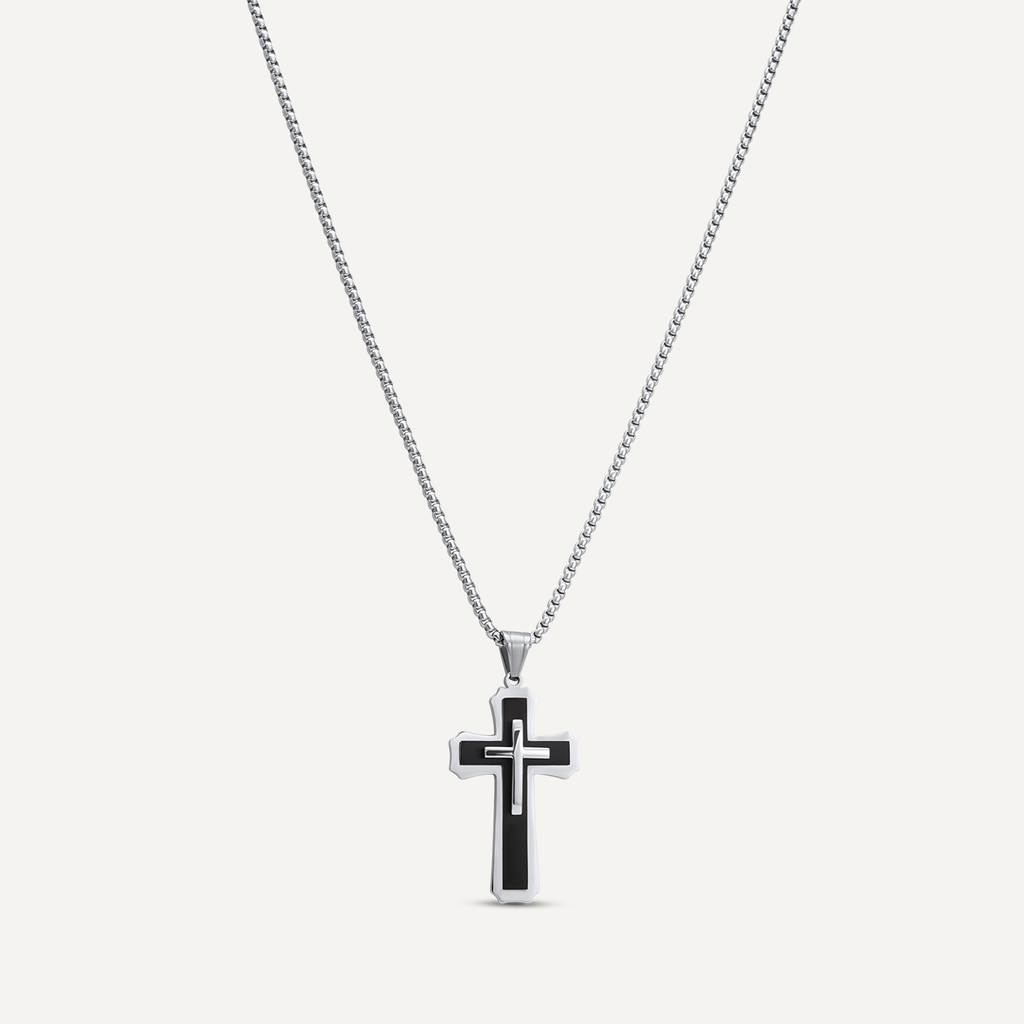 Black Thick Cross Necklace
