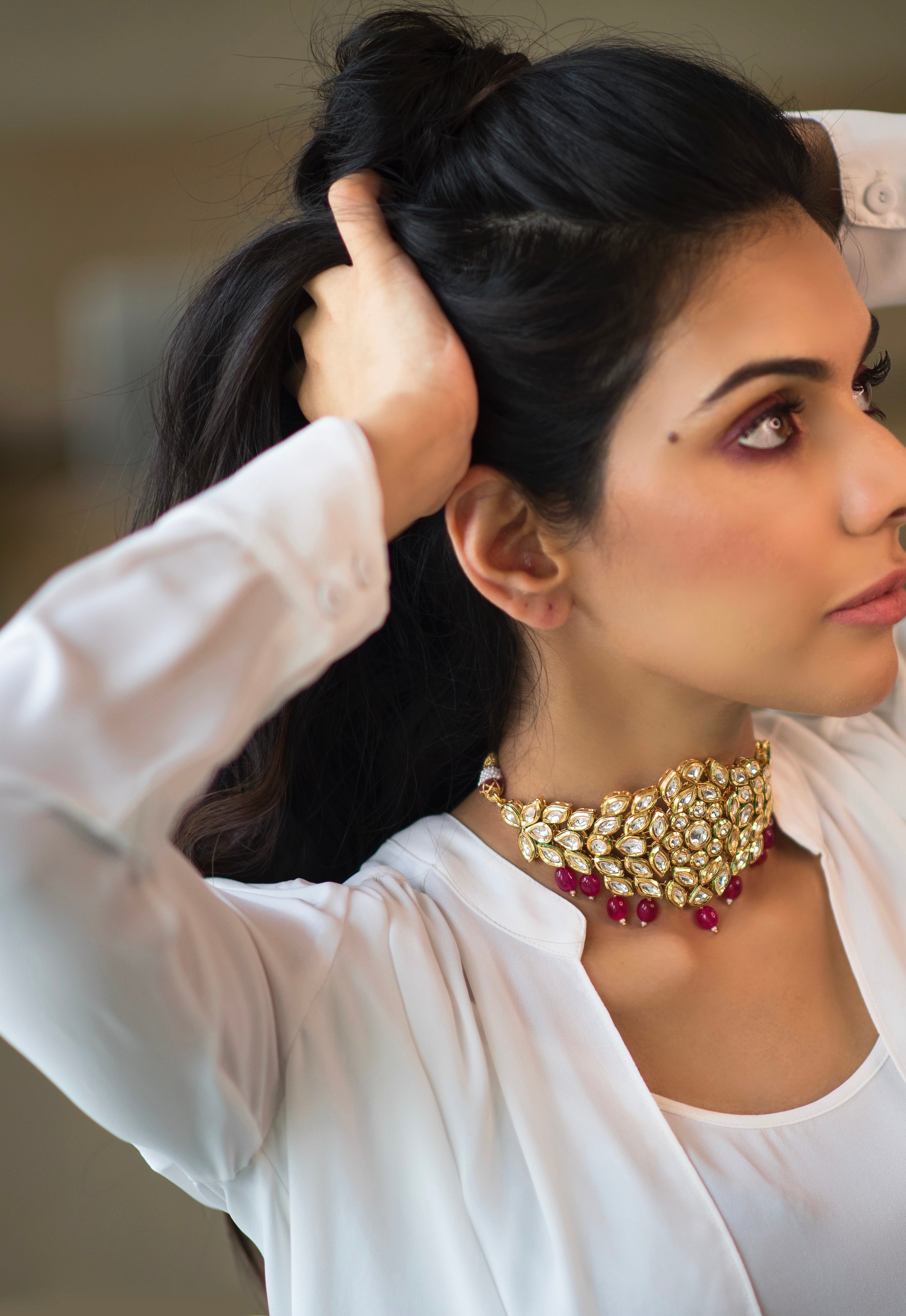 Kundan Choker with Ruby Drops - Timeless Jewels by Shveta 