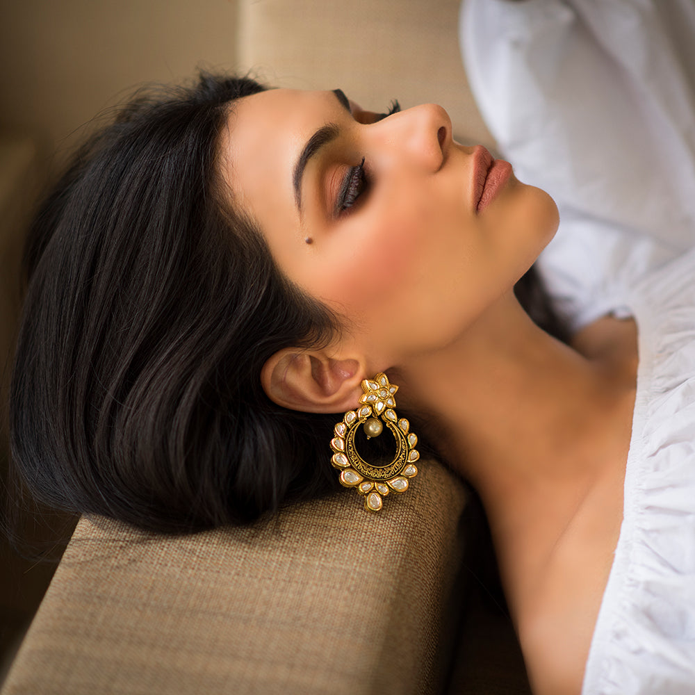 Kundan Drop Earrings - Timeless Jewels by Shveta 