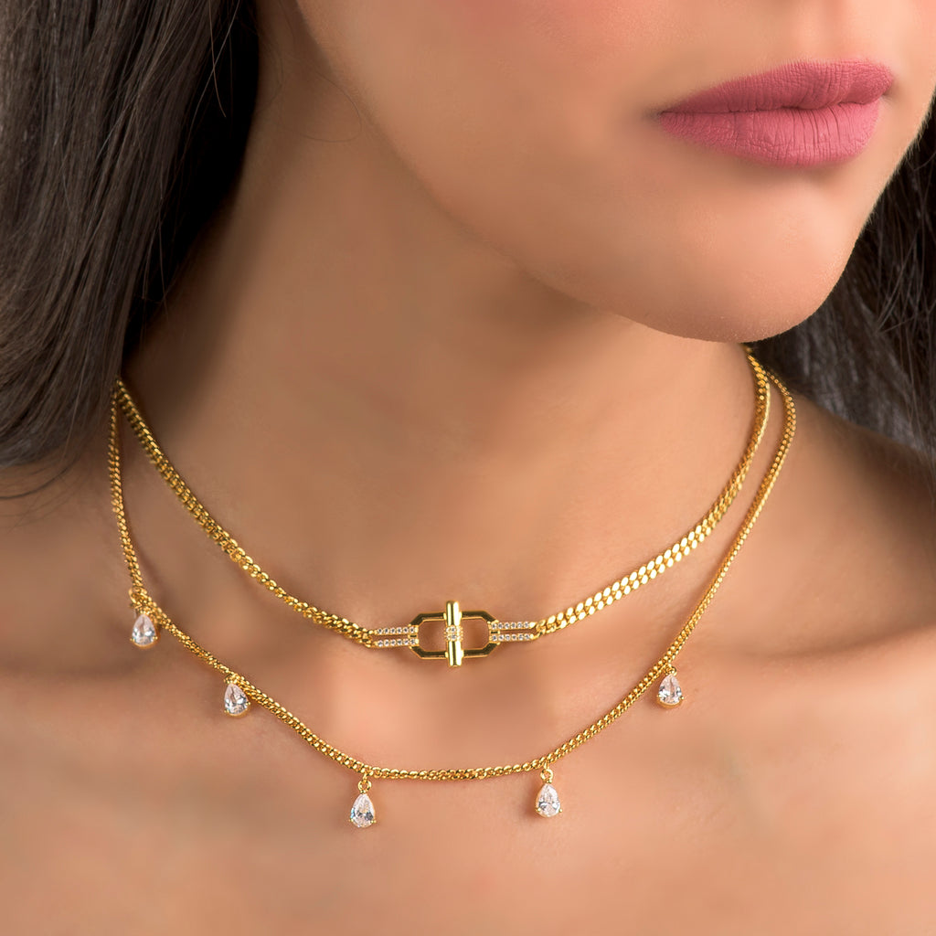 Aurora Crystal Drop Necklace - Timeless Jewels by Shveta 