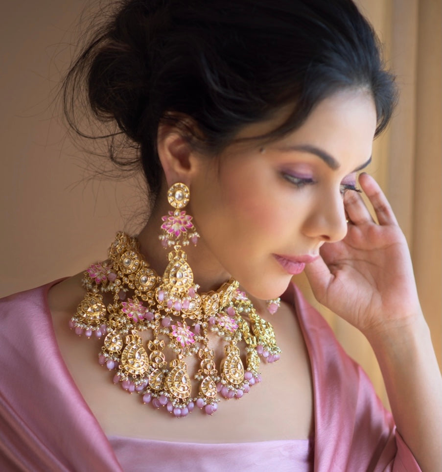 Lotus Statement Choker Set - Timeless Jewels by Shveta 