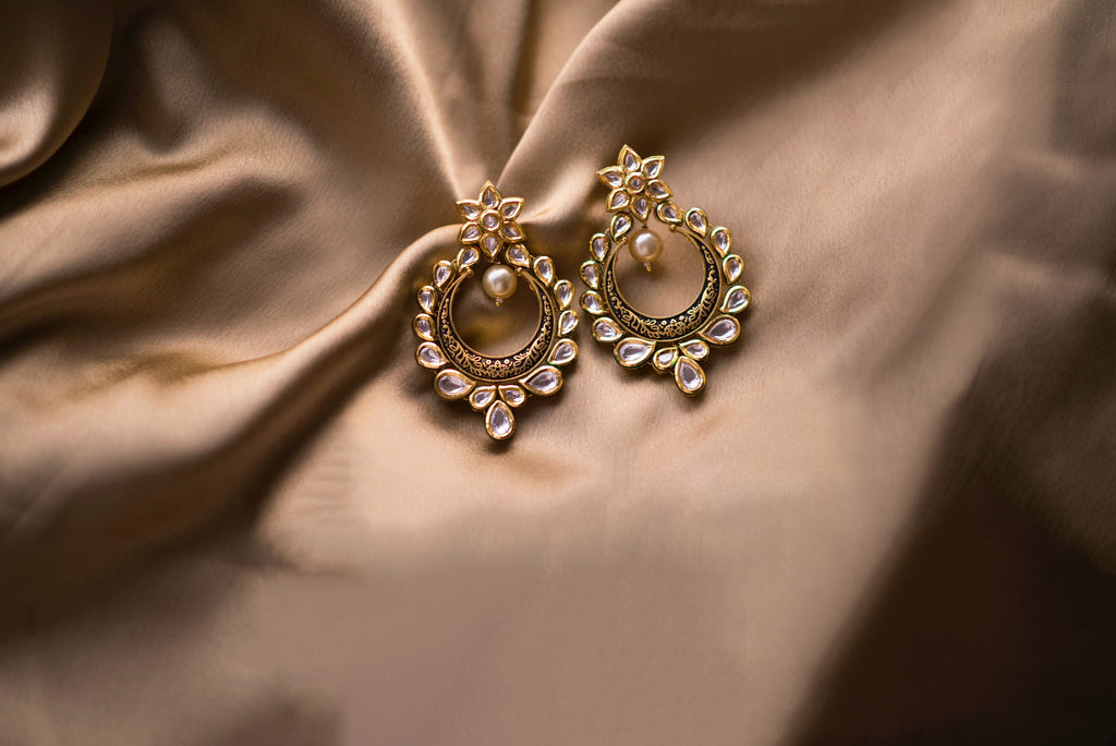 Kundan Drop Earrings - Timeless Jewels by Shveta 