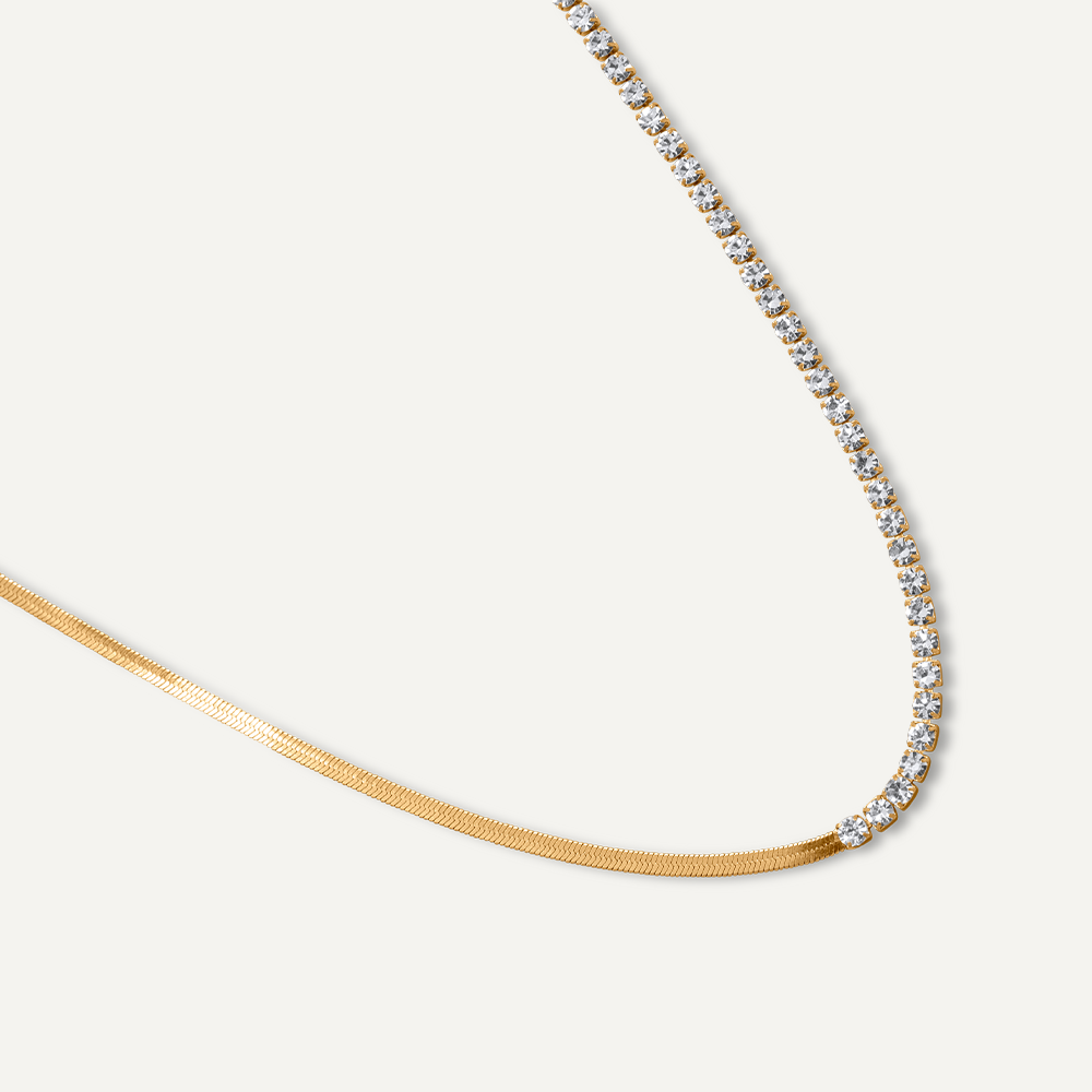 Thin Herringbone Tennis Necklace