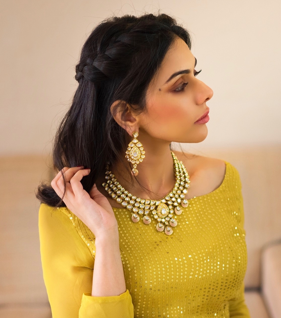 3 Layered Blush Pink Kundan Necklace - Timeless Jewels by Shveta 